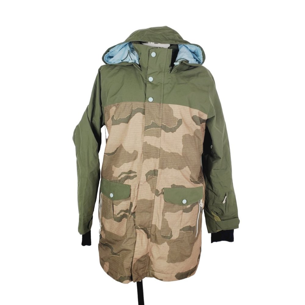 Burton Men's Green Camouflage Long Sleeve Hooded Thermal Ski Jacket Size L